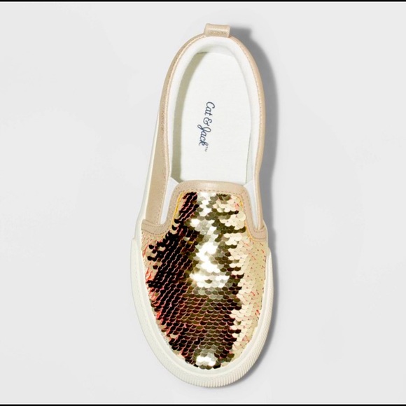 Cat & Jack Other - Girls Aliki Flip Sequin Slip On Sneakers Gold Size 5